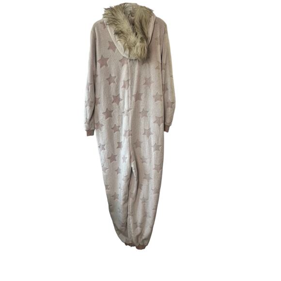 Secret Treasured SOFT Pink Star Print Half Zip Footless Hooded Pajamas XL 16/18 - Picture 8 of 12